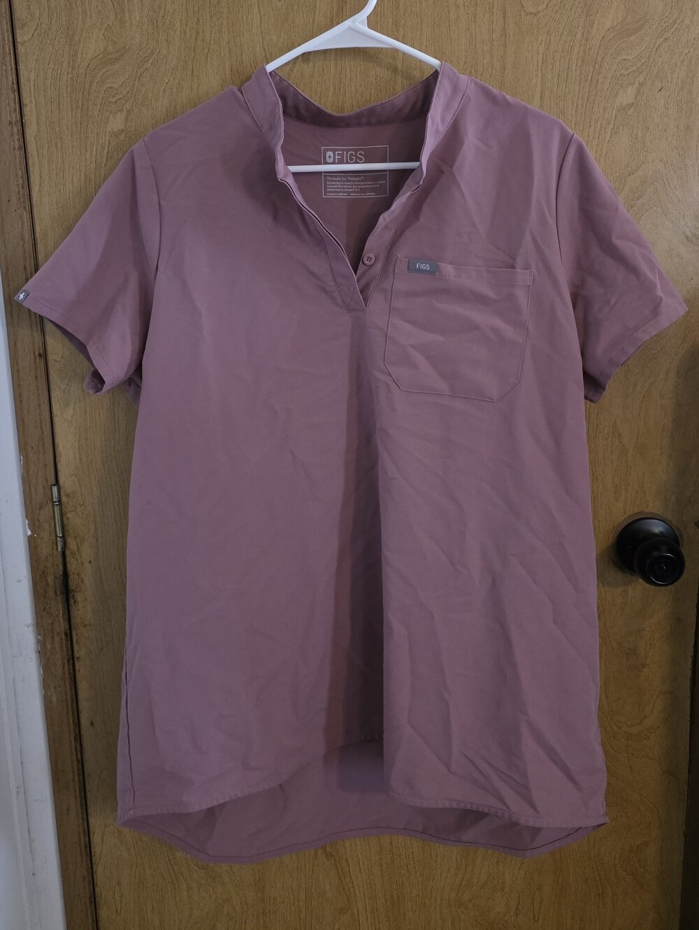 FIGS Mauve Split-Neck Scrub Top